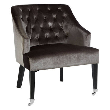Darwin Grey Velvet Chair with Button Tufting