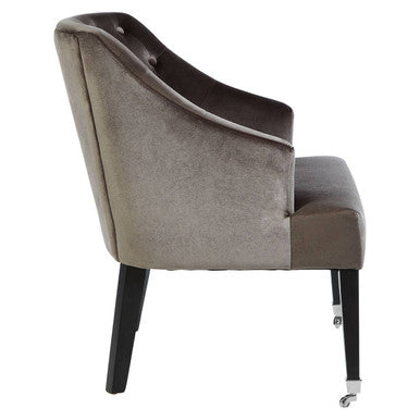 Darwin Grey Velvet Chair with Button Tufting