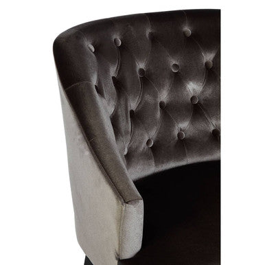 Darwin Grey Velvet Chair with Button Tufting