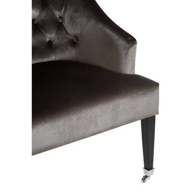 Darwin Grey Velvet Chair with Button Tufting