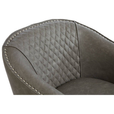 Derby Grey Faux Leather Tub Chair With Footstool