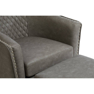 Derby Grey Faux Leather Tub Chair With Footstool