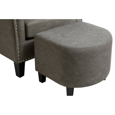 Derby Grey Faux Leather Tub Chair With Footstool