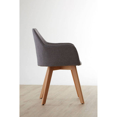 Stockholm Grey Fabric Dining Chair with Beechwood Legs