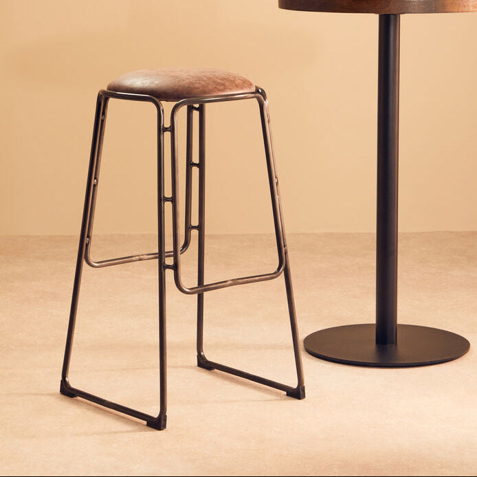 Dalston Mocha Bar Stool With Gunmetal Legs