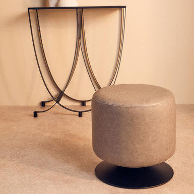 Dalston Ash Grey Faux Leather Pouffe