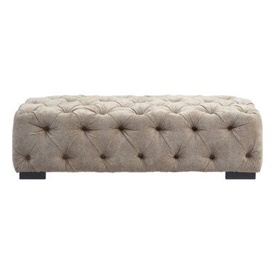 Fenton Natural Fabric Tufted Rectangular Footstool