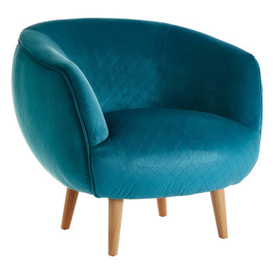Oscar Teal Fabric Curved Lounge Chair
