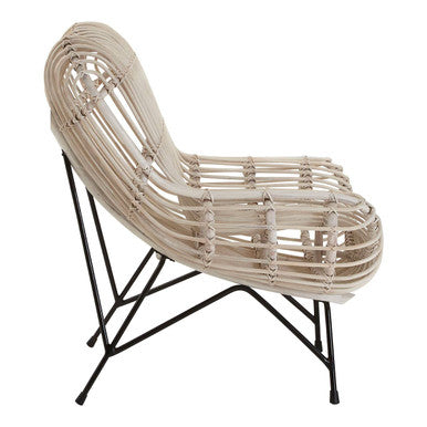 Java White Washed Rattan Curved Chair