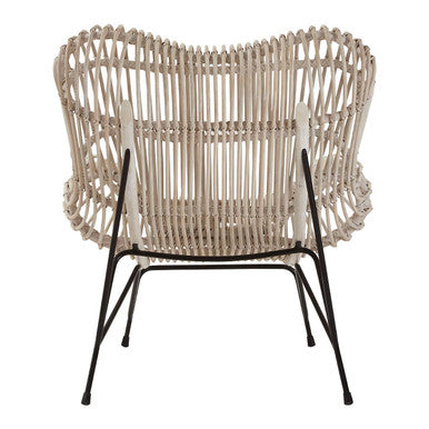 Java White Washed Rattan Curved Chair