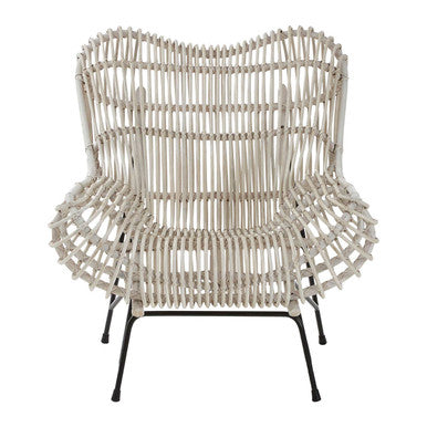 Java White Washed Rattan Curved Chair