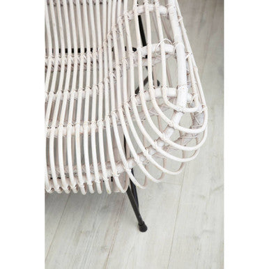 Java White Washed Rattan Curved Chair