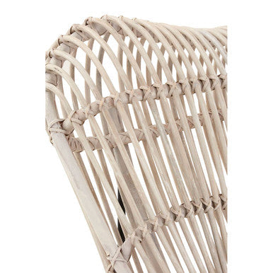Java White Washed Rattan Curved Chair