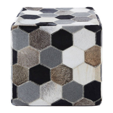 Safira Leather Patchwork Pouffe