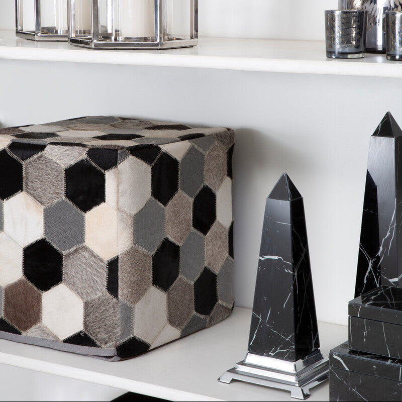 Safira Leather Patchwork Pouffe