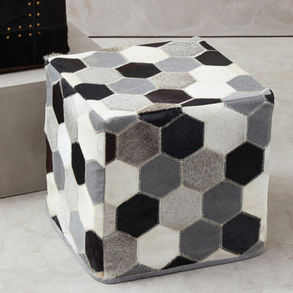 Safira Leather Patchwork Pouffe