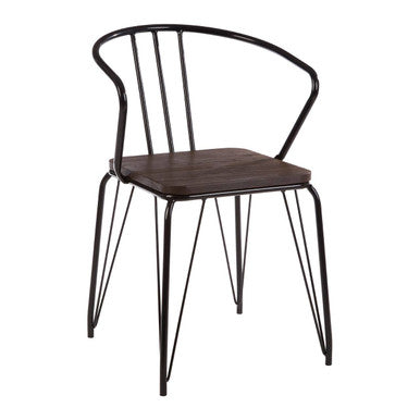 District Black Metal And Elm Wood Armchair