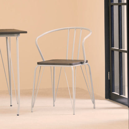 District Grey Metal and Elm Wood Armchair with Hairpin Legs