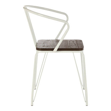 District White Metal And Elm Wood Armchair