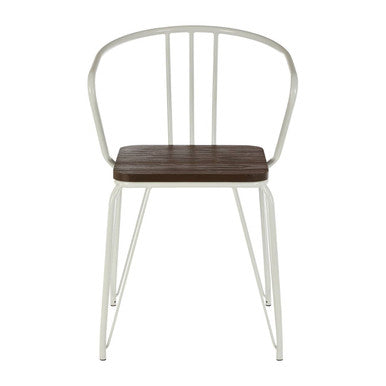 District White Metal And Elm Wood Armchair