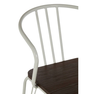District White Metal And Elm Wood Armchair