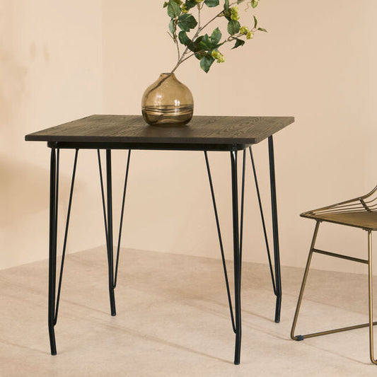 District Black Metal And Elm Wood Dining Table