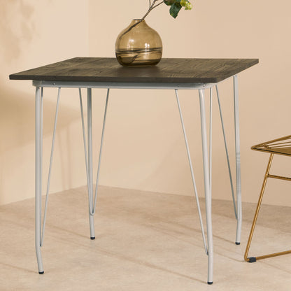 Grey Metal Legs and Brown Elm Wood Top Dining Table | District