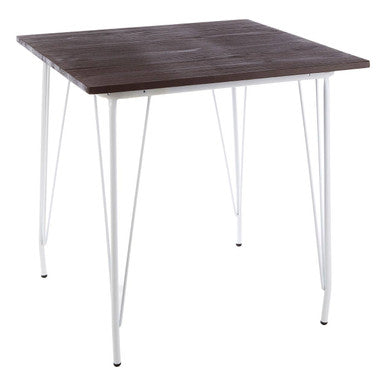 District White Metal And Elm Wood Square Dining Table
