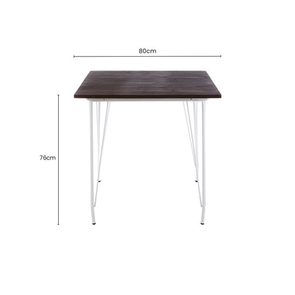 White Metal Legs and Brown Elm Wood Top Square Dining Table | District