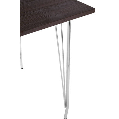 District Chrome Metal And Elm Wood Table