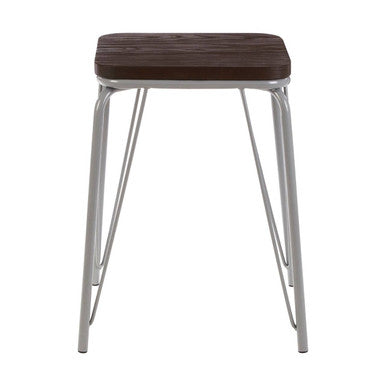 District Grey Metal And Elm Small Wood Stool