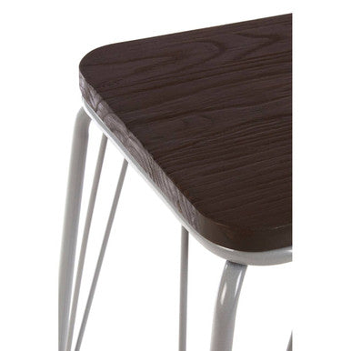 District Grey Metal And Elm Small Wood Stool