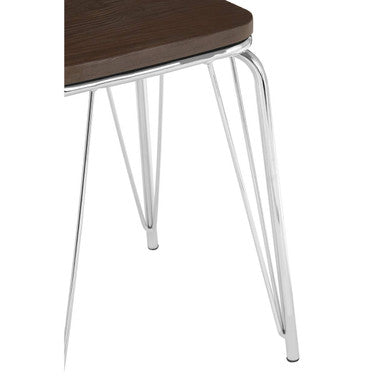 District Chrome Metal And Elm Small Wood Stool