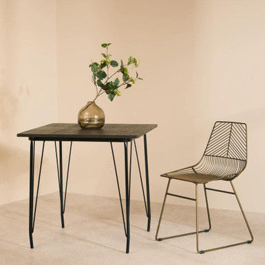 District Bronze Metal Wire Tapered Legs Chair