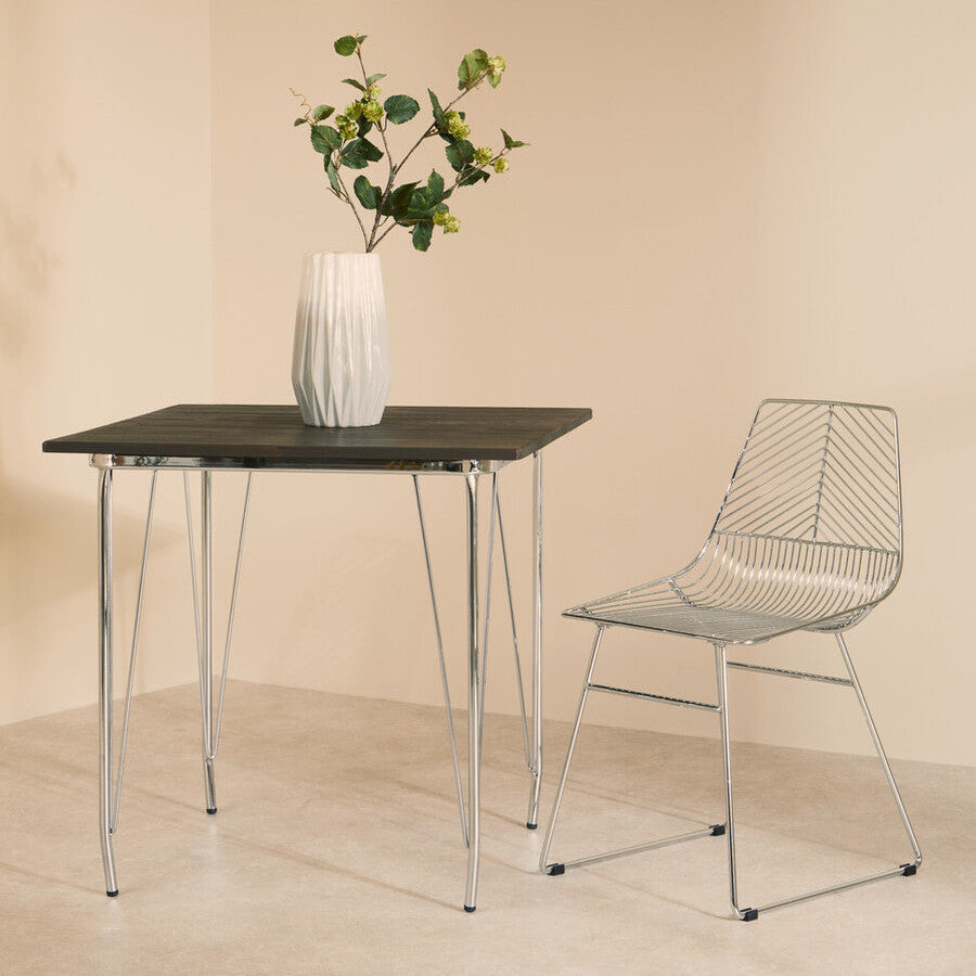 District Chrome Metal Wire Tapered Legs Chair