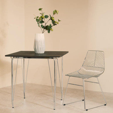 District Chrome Metal Wire Tapered Legs Chair