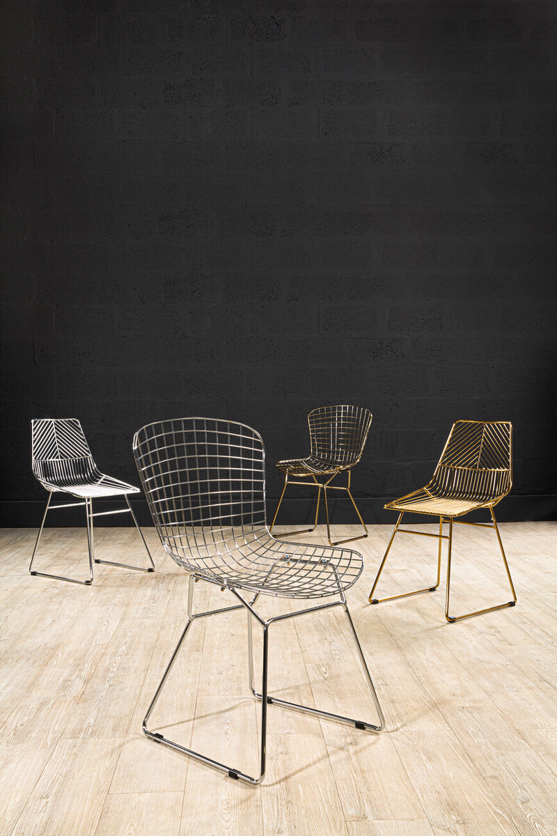 District Chrome Metal Wire Tapered Legs Chair