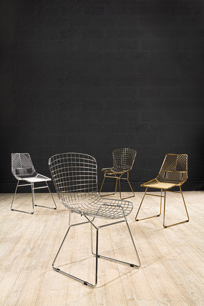 District Chrome Metal Wire Tapered Legs Chair