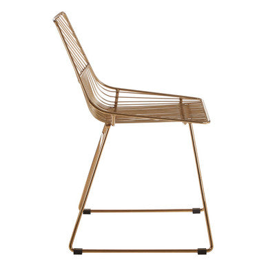 District Small Gold Finish Metal Wire Chair