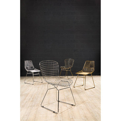 District Small Gold Finish Metal Wire Chair