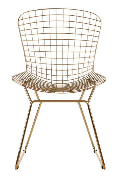 District Gold Metal Grid Frame Wire Chair