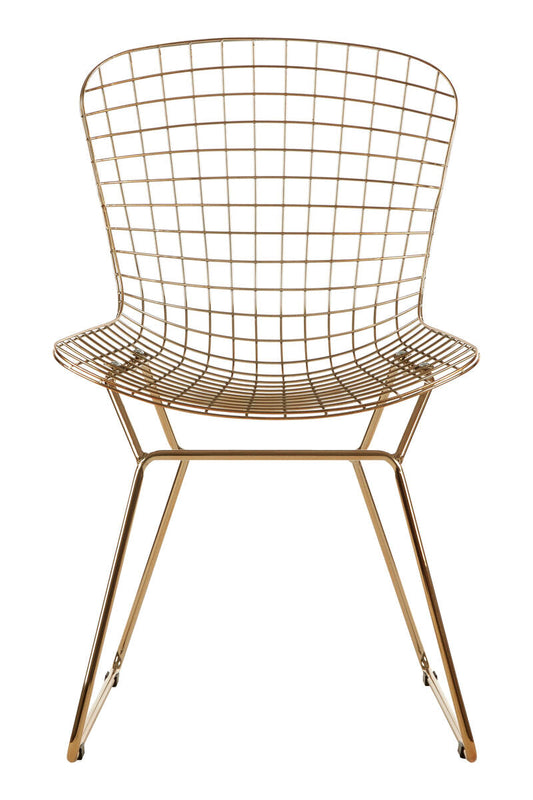 District Gold Metal Grid Frame Wire Chair