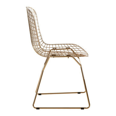 District Gold Metal Grid Frame Wire Chair