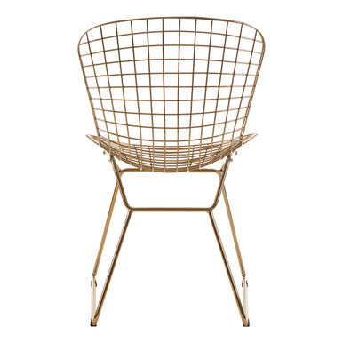 District Gold Metal Grid Frame Wire Chair