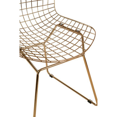 District Gold Metal Grid Frame Wire Chair