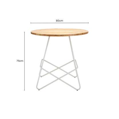 White Metal Legs and Natural Elm Wood Top Round Dining Table | District