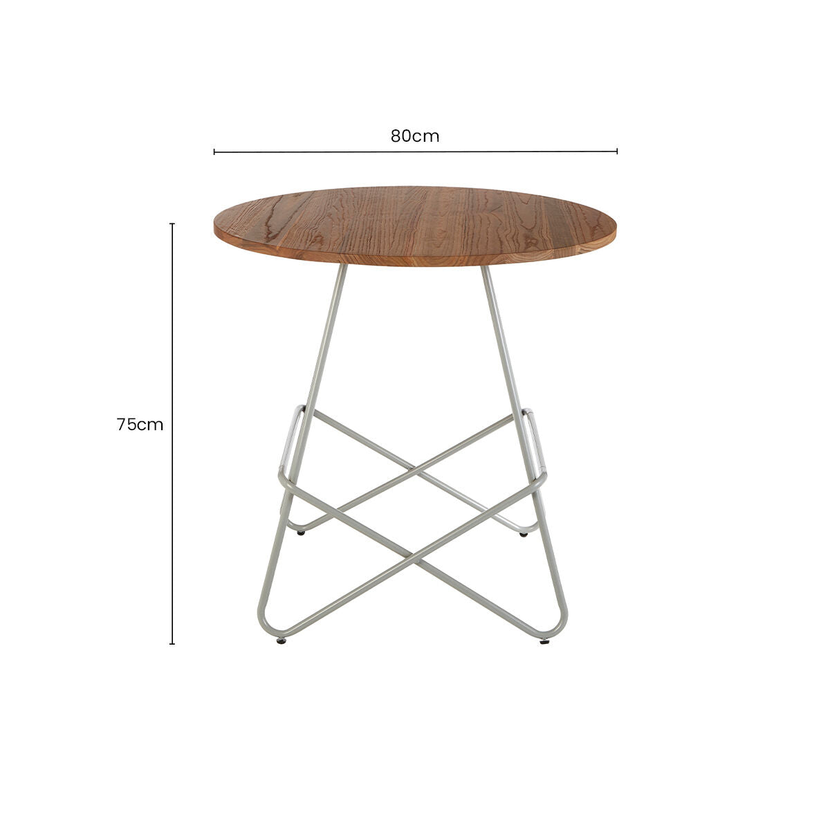 Grey Metal Legs and Natural Elm Wood Top Round Dining Table | District