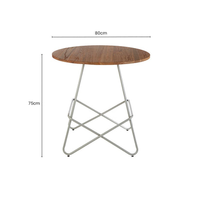 Grey Metal Legs and Natural Elm Wood Top Round Dining Table | District