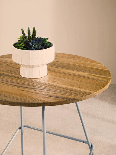 District Grey Metal And Elm Wood Round Dining Table