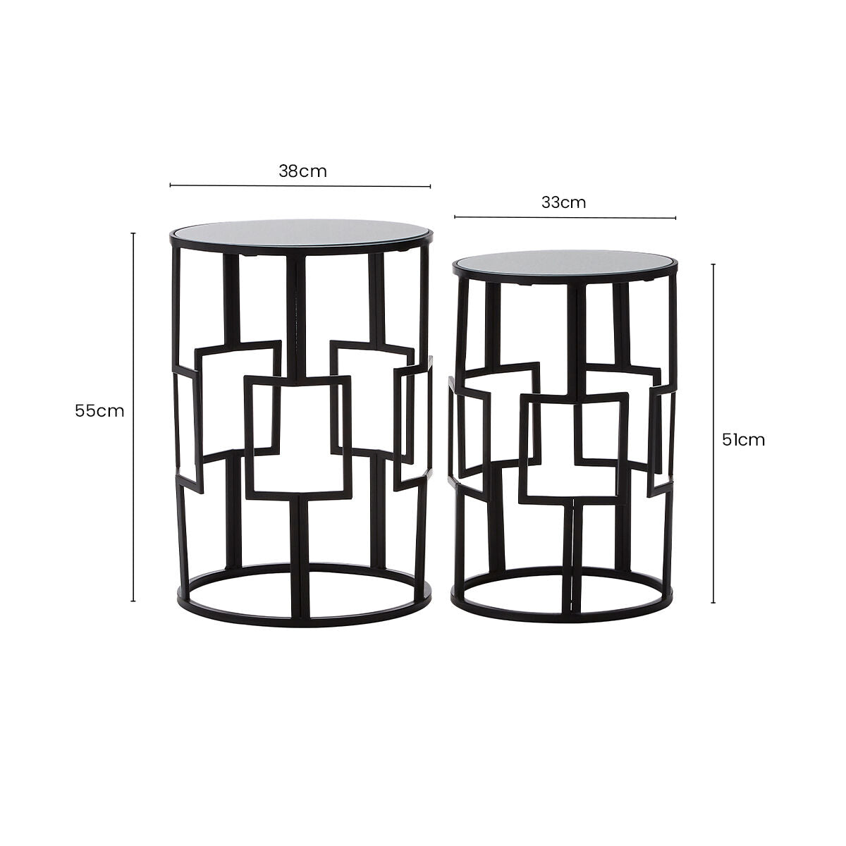 Avantis Set of 2  Square Design Black Tables
